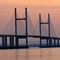 Buy canvas prints of Second Severn Crossing at sunset by Paul Nicholas