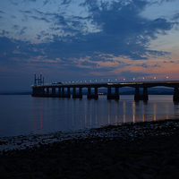 Buy canvas prints of Severn Bridge in late evening by Paul Nicholas