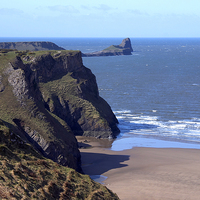 Buy canvas prints of Rhossili and Worms Head Gower by Paul Nicholas