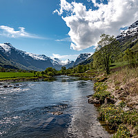 Buy canvas prints of Oldeelva river on the edge of Olden in Norway by Paul Nicholas