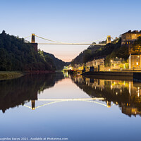 Buy canvas prints of Clifton bridge reflections at night, Bristol by Daugirdas Racys