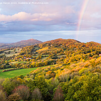 Buy canvas prints of Autumnal Malvern Hills  Sunset and Rainbow by Daugirdas Racys