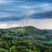 Buy canvas prints of Lightning storm at Malvern Hills by Daugirdas Racys