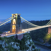 Buy canvas prints of Clifton Bridge, Bristol, UK, evening by Daugirdas Racys