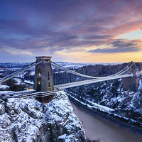Buy canvas prints of Clifton Bridge, Bristol, UK, Dusk, Winter by Daugirdas Racys
