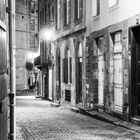 Buy canvas prints of St-Malo Street at night by Daugirdas Racys