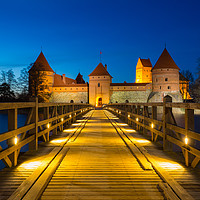 Buy canvas prints of Blue hour at Trakai castle, Lithuania by Daugirdas Racys