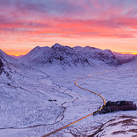 Buy canvas prints of A82 light trails at dusk, Glencoe, Scotland, UK by Daugirdas Racys