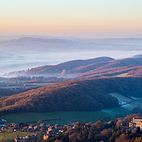 Buy canvas prints of Misty Malvern Hills Panorama by Daugirdas Racys