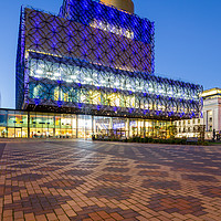Buy canvas prints of Birmingham City Library at the blue hour by Daugirdas Racys