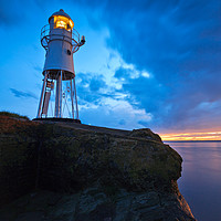 Buy canvas prints of Black Nore Point Lighthouse at dusk by Daugirdas Racys