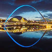 Buy canvas prints of Millennium bridge at blue hour, Newcastle-upon-Tyn by Daugirdas Racys