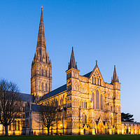 Buy canvas prints of Salisbury Cathedral at night by Daugirdas Racys