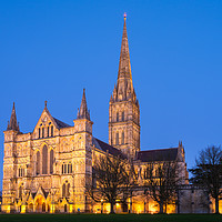 Buy canvas prints of Salisbury Cathedral at twilight by Daugirdas Racys