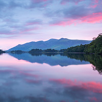 Buy canvas prints of Derwent Water pink sunrise by Daugirdas Racys