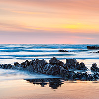Buy canvas prints of Widemouth Bay Sunset by Daugirdas Racys