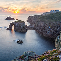 Buy canvas prints of Sunset at Land's End, Cornwall by Daugirdas Racys
