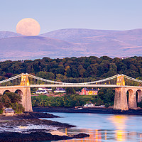 Buy canvas prints of Menai Bridge and the Supermoon by Daugirdas Racys