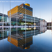 Buy canvas prints of Birmingham City Library Reflections at the evening golden hour by Daugirdas Racys