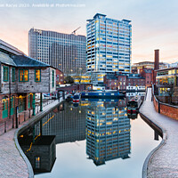 Buy canvas prints of Gas Street Canal evening scene, Birmingham by Daugirdas Racys