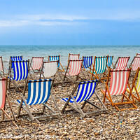 Buy canvas prints of Beach Deckchairs  by Roz Greening