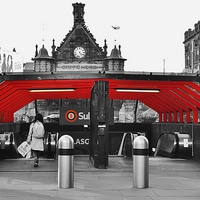 Buy canvas prints of A touch of red in Glasgow by carolann walker