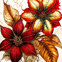 Buy canvas prints of Red and Gold Poinsettias 01 by Amanda Moore