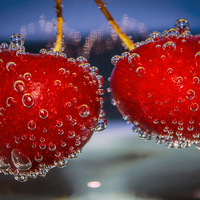 Buy canvas prints of  Cherries and bubbles by Marina Otto