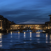 Buy canvas prints of Ponte Vecchio, Florence at night by Terry Rickeard
