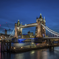 Buy canvas prints of Tower Bridge at night by Terry Rickeard