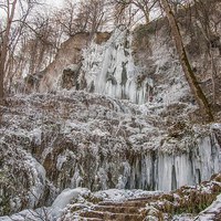 Buy canvas prints of Frozen Waterfall, Bad Urach by Mark Bangert