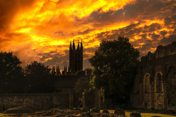 Canterbury Cathedral Sunset Picture Board by John B Walker LRPS