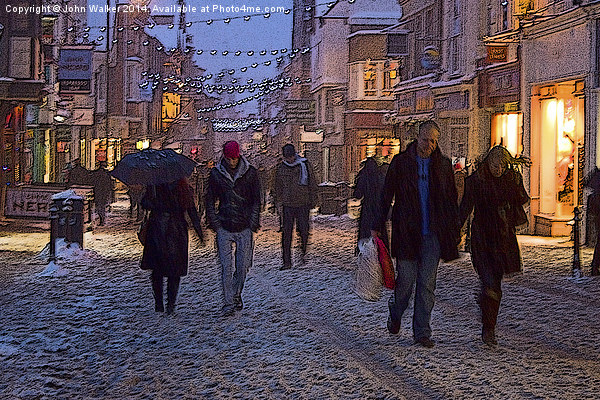 Christmas Shopping in the Snow Picture Board by John B Walker LRPS