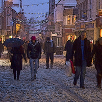 Buy canvas prints of Christmas Shopping in the Snow by John B Walker LRPS