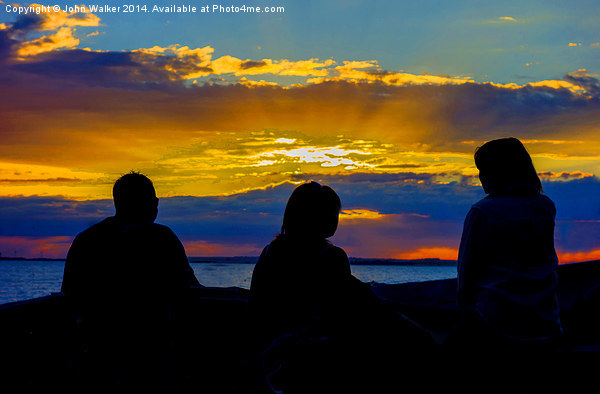 Friends Enjoying a Whitstable Sunset Picture Board by John B Walker LRPS