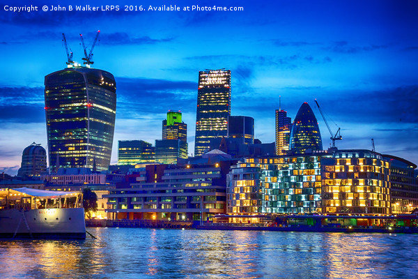 London Skyline Picture Board by John B Walker LRPS