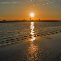 Buy canvas prints of Sunset over the River Mersey Liverpool England UK by John B Walker LRPS