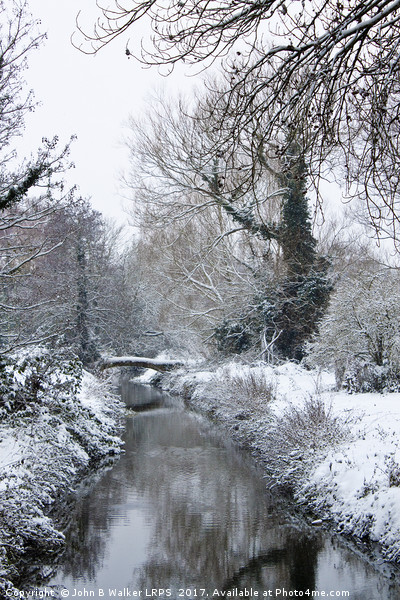 Snow Scene River Stour near Canterbury Kent Englan Picture Board by John B Walker LRPS