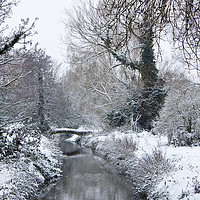 Buy canvas prints of Snow Scene River Stour near Canterbury Kent Englan by John B Walker LRPS