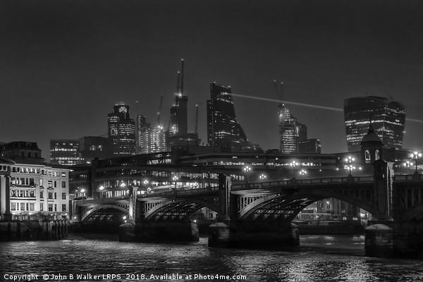 Southwark Bridge and the City of London from the S Picture Board by John B Walker LRPS