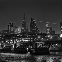 Buy canvas prints of Southwark Bridge and the City of London from the S by John B Walker LRPS