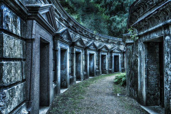 Circle of Lebanon Mausoleums,Highgate Cemetery Lon Picture Board by John B Walker LRPS