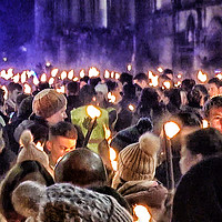 Buy canvas prints of Winchester Torchlight Procession by John B Walker LRPS