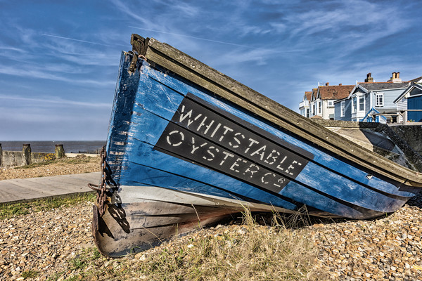 Whitstable Oyster Company Boat Picture Board by John B Walker LRPS