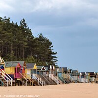 Buy canvas prints of Vibrant Beach Huts in Wells-next-the-Sea by Mike Gorton