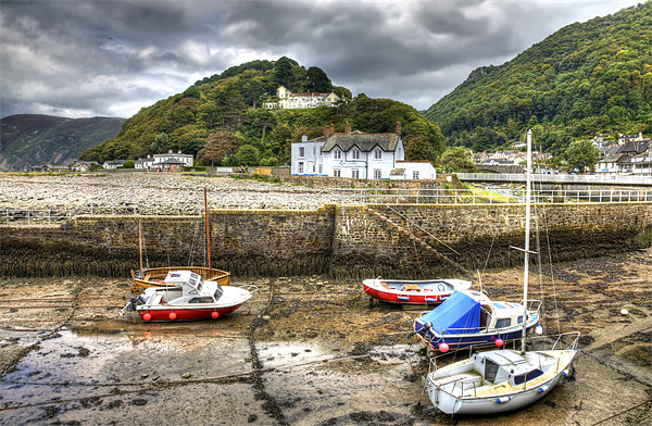 Moody Lynmouth Harbour Picture Board by Mike Gorton