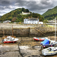 Buy canvas prints of Moody Lynmouth Harbour by Mike Gorton