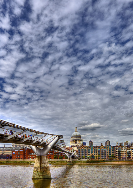 London St Paul’s Cathedral and Millennium Bridge Picture Board by Mike Gorton