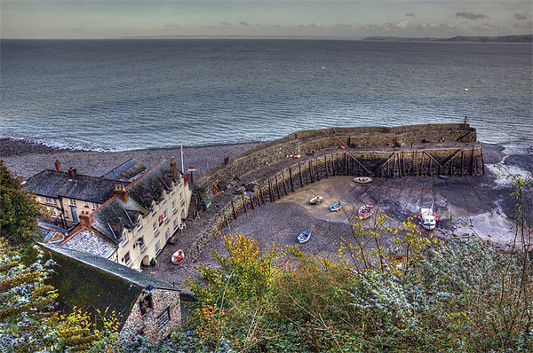 Picturesque Clovelly Harbour Picture Board by Mike Gorton