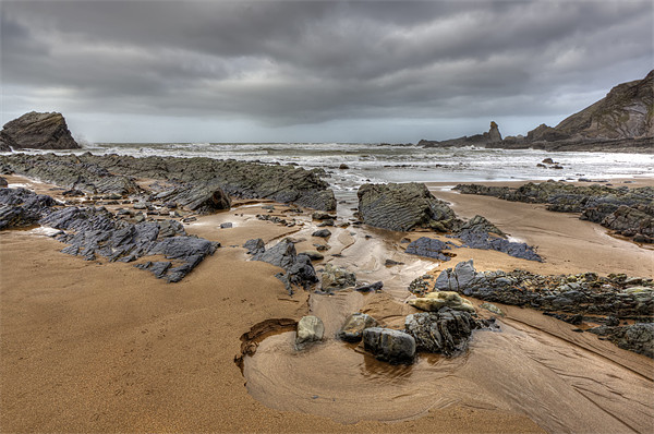 Hartland Quay at low tide Picture Board by Mike Gorton